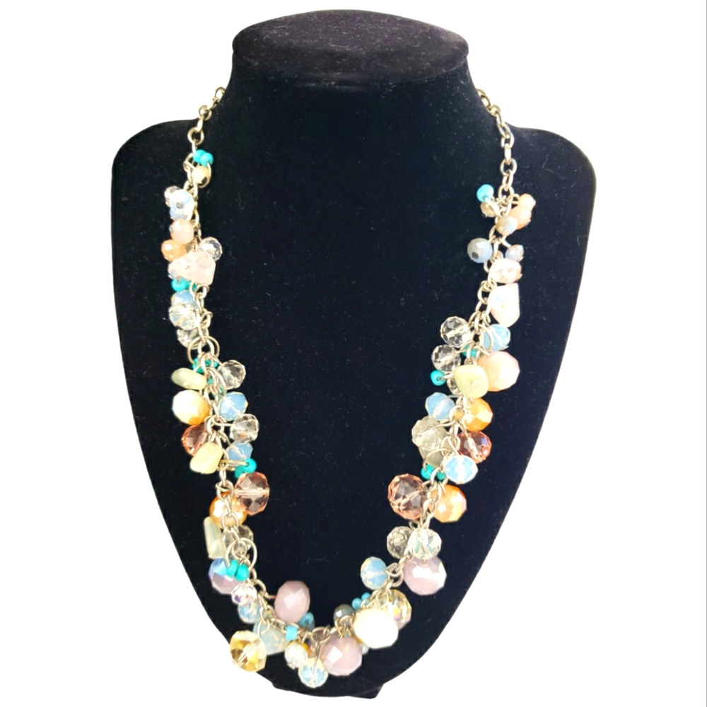 Sapphire NWT Statement Necklace 18"+ with Extender Silvertone